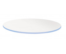 Blat masă 25 mm, ALB - cerc 85 cm - albastru