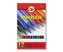 Creioane colorate lăcuite Progreso - 12 buc. culori intense