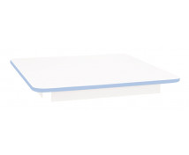 Blat masă 18 mm, ALB - pătrat 80x80 cm, cant albastru