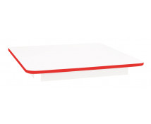 Blat masă 18 mm, ALB - pătrat 80x80 cm, cant roșu