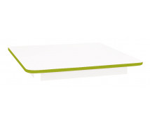 Blat masă 18 mm, ALB - pătrat 80x80 cm, cant verde