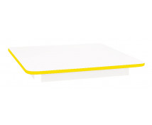 Blat masă 18 mm, ALB - pătrat 80x80 cm, cant galben