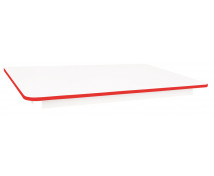 Blat masă 18 mm, ALB - dreptunghi 125x80 cm, cant roșu
