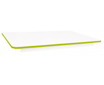Blat masă 18 mm, ALB - dreptunghi, 125x80 cm, cant verde