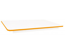 Blat masă 18 mm, ALB - dreptunghi, 125x80 cm, cant portocaliu