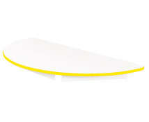 Blat masă 18 mm, ALB - semicerc, cant galben