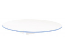Blat masă 18 mm, ALB - cerc 125 cm, cant albastru