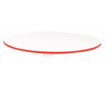 Blat masă 18 mm, ALB - cerc 125 cm, cant roșu