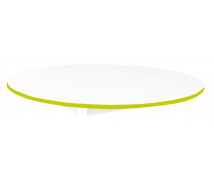 Blat masă 18 mm, ALB - cerc 125 cm, cant verde