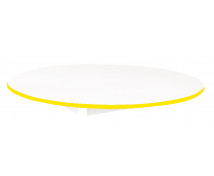 Blat masă 18 mm, ALB - cerc 125 cm, cant galben