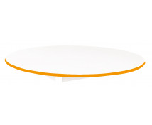 Blat masă 18 mm, ALB - cerc 125 cm, cant portocaliu