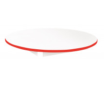 Blat masă 18 mm, ALB, cerc 90 cm, cant roșu