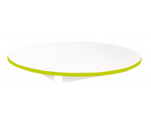 Blat masă 18 mm, ALB - cerc 90 cm, cant verde