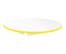 Blat masă 18 mm, ALB - cerc 90 cm, cant galben