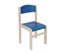 Scaun din lemn ARȚAR-ALB-albastru, 26 cm