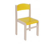 Scaun din lemn ARȚAR-ALB-galben, 26 cm