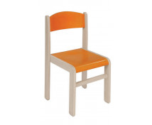 Scaun din lemn ARȚAR-ALB-portocaliu, 26 cm