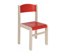 Scaun din lemn ARȚAR-ALB-roșu, 35 cm