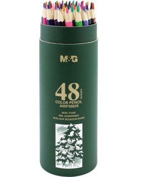 Creioane colorate hexagonale în tub - 48 buc