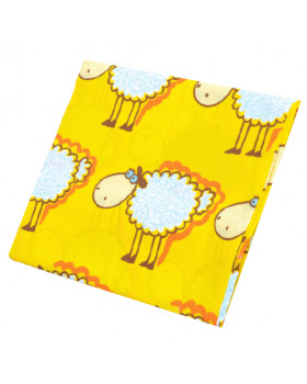 Lenjerie pernă NOMI - Oițe galben- închidere cu nasturi