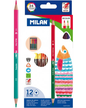 Creioane colorate duble Milan, 12 buc