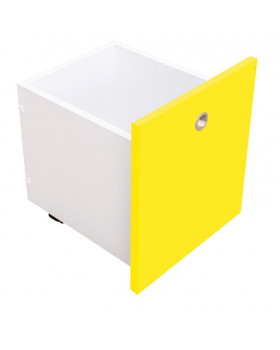 Cutie de depozitare pe rotile, îngustă - KOLOR - galben.