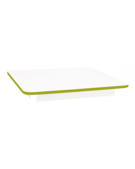 Blat masă 18 mm, ALB - pătrat 80x80 cm, cant verde