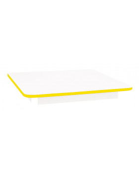 Blat masă 18 mm, ALB - pătrat 80x80 cm, cant galben