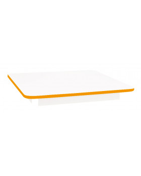 Blat masă 18 mm, ALB - pătrat 80x80 cm, cant portocaliu