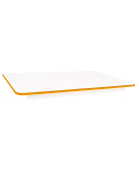 Blat masă 18 mm, ALB - dreptunghi, 125x80 cm, cant portocaliu