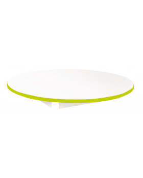 Blat masă 18 mm, ALB - cerc 90 cm, cant verde