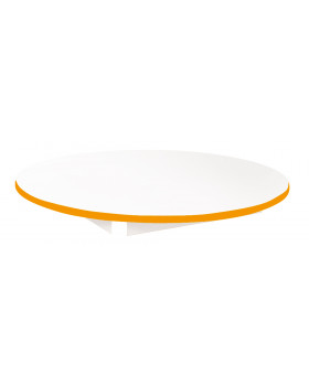 Blat masă 18 mm, ALB - cerc 90 cm, cant portocaliu