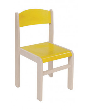 Scaun din lemn ARȚAR-ALB-galben, 31 cm