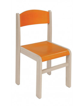 Scaun din lemn ARȚAR - ALB-portocaliu, 31 cm