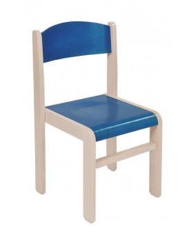 Scaun din lemn ARȚAR-ALB-albastru, 35 cm