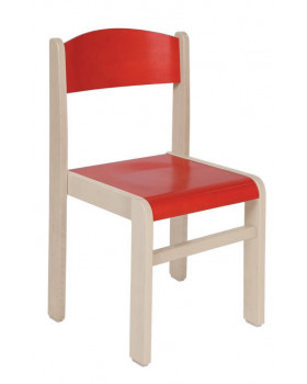 Scaun din lemn ARȚAR-ALB-roșu, 35 cm